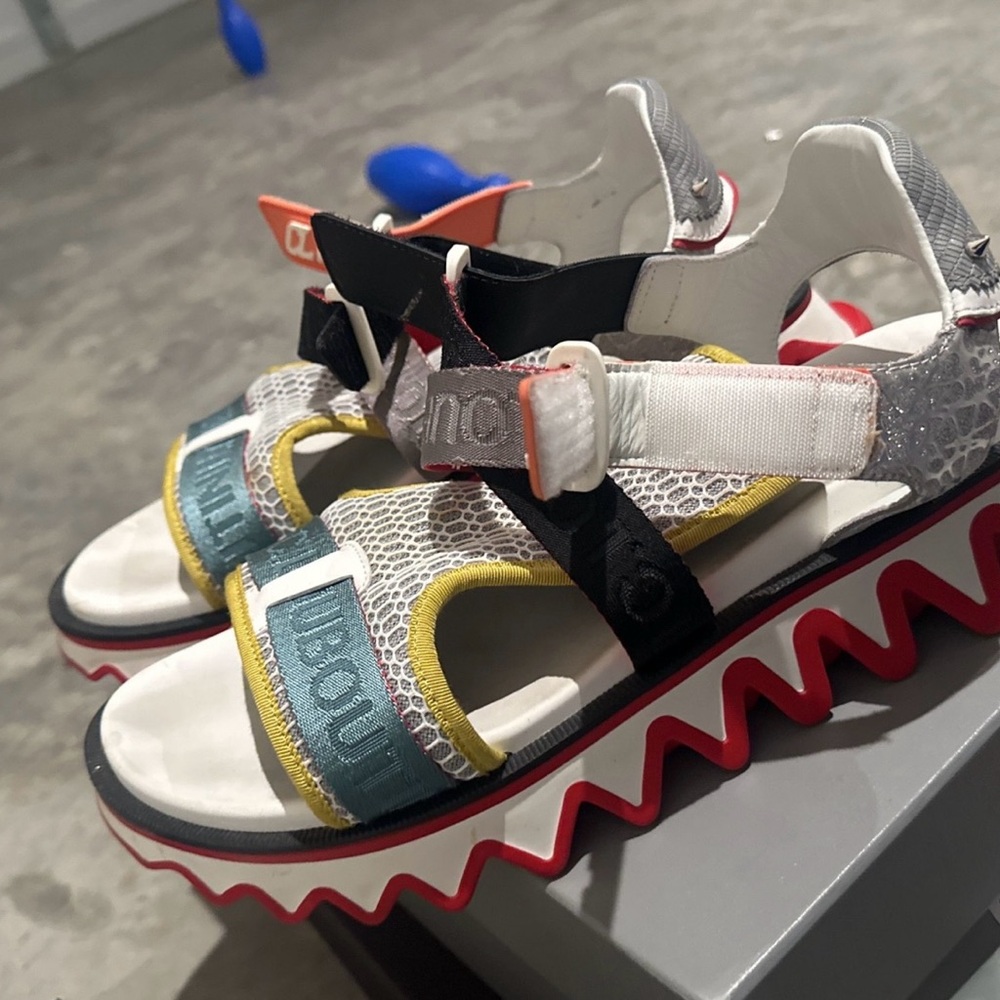 Christian Louboutin Red and Yellow Sandals with Platform Sole